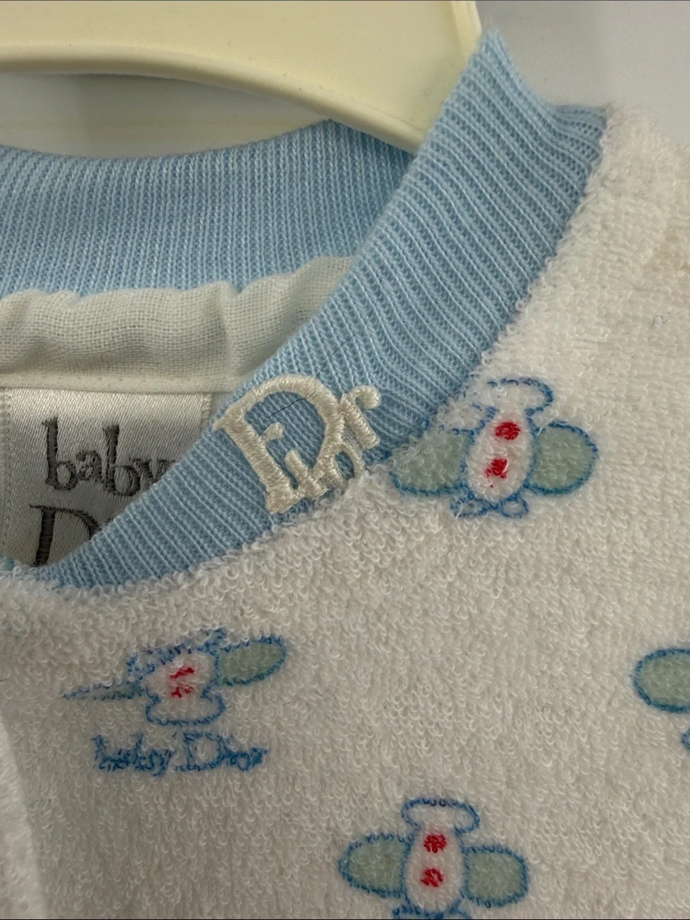 Baby Dior Vintage Footie Pajamas - Airplane - White/Blue - 18-23lbs - NWT